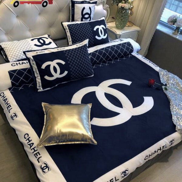 Luxury Cn Chanel Type 90 Luxury Brand S Bedding Sets Navy Duvet Blankets Sheets Covers Bed  Bedroom Idea Home Decor