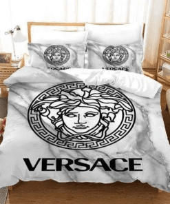 Best Versace Black Logo In White Background Bedding Set