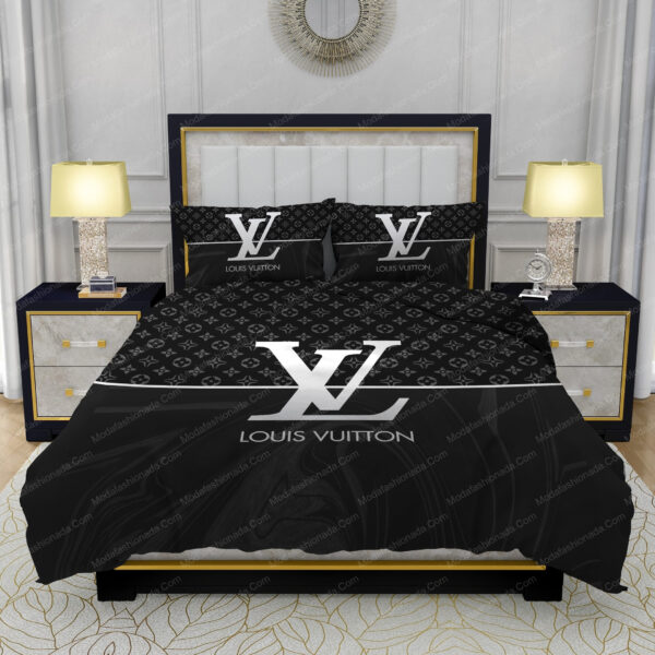 Black And White Veinstone Louis Vuitton Bed Sheets Spread Comforter Duvet Cover Bedding Setss