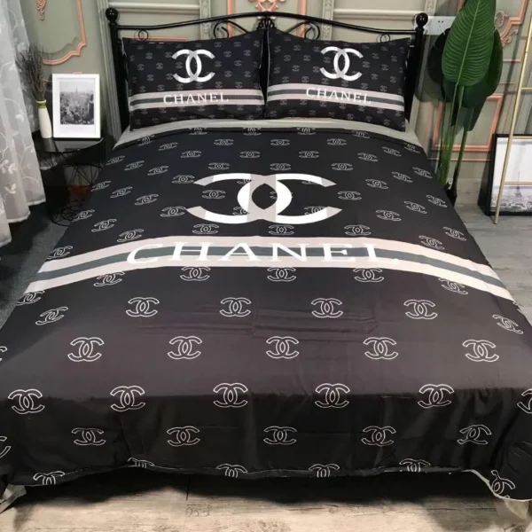 Chanel Black New Bedding 3D Printed Bedding Sets Quilt Sets Duvet Cover Luxury Brand Bedding Decor Bedroom Sets Best Luxury Bedding Sets