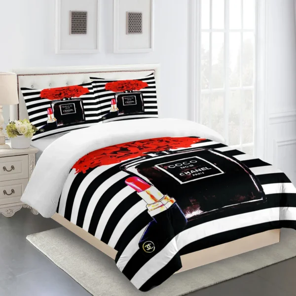 Chanel Coco Noir Paris Luxury Brand Premium Bedding Set For Bedroom Luxury Duvet Cover Set With Pillowcases Home Decoration Bedding Sets