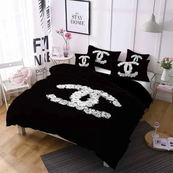 Chanel Diamond Printed Bedding Sets Quilt Sets Duvet Cover Luxury Brand Bedding Decor Bedding Sets