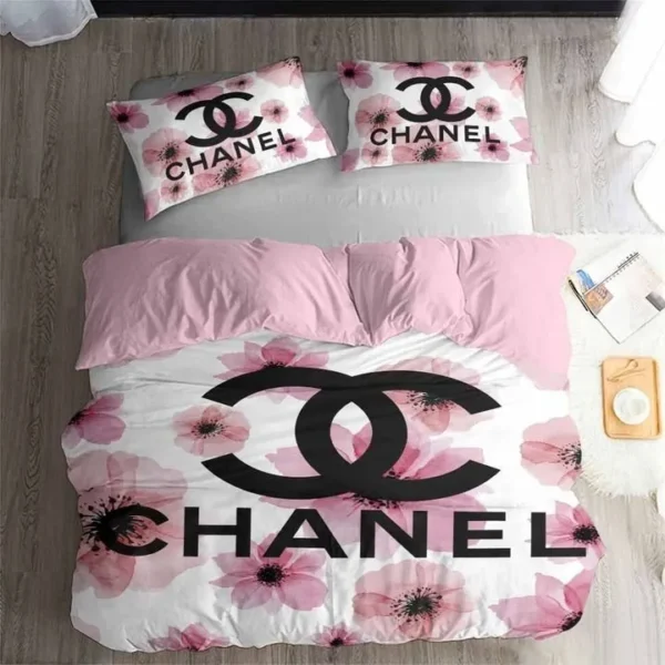 Chanel Flowers Printed Bedding Sets Quilt Sets Duvet Cover Luxury Brand Bedding Decor Bedroom Sets Bedding Sets