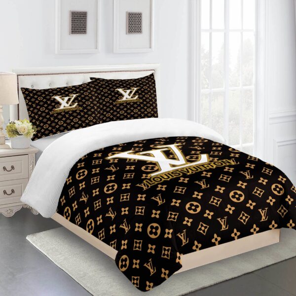 Comforter Sets Golden Logo White Full Louis Vuitton Bedding Set Home Decoration Bedding Sets