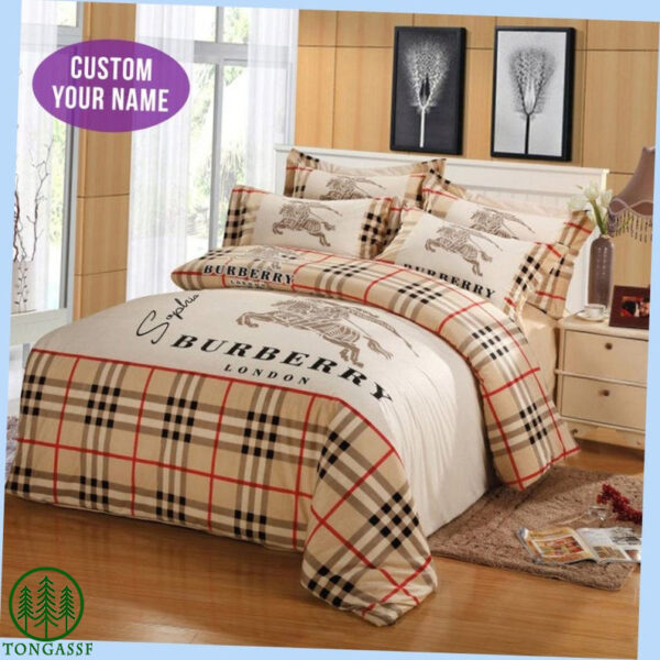 Custom Name Burberry London Bedding Sets Bed  Covers Blankets Duvet Sheets Bedroom Idea