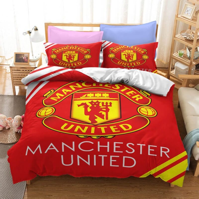 Football Team Logo Bedding Sets Gift For Halloween, Thanksgiving, Christmas