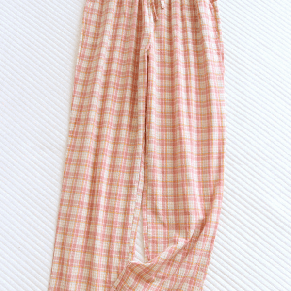 Alternative view of Plaid Washed Cotton Pajama Pants / Pink