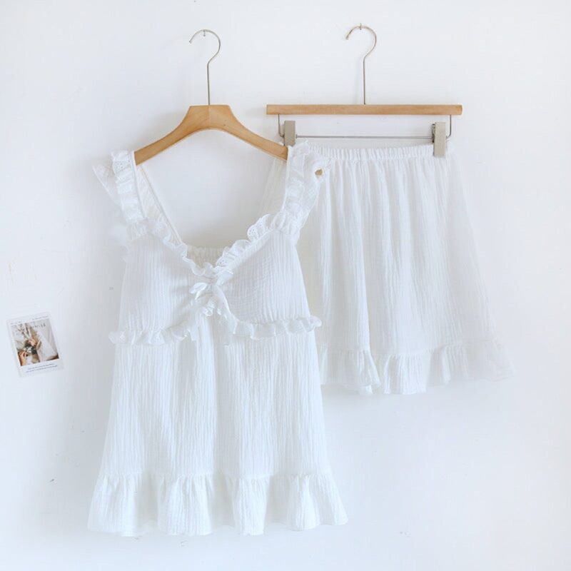 Alternative view of Sweet Ruffle Shorts Pajama Set / Blue