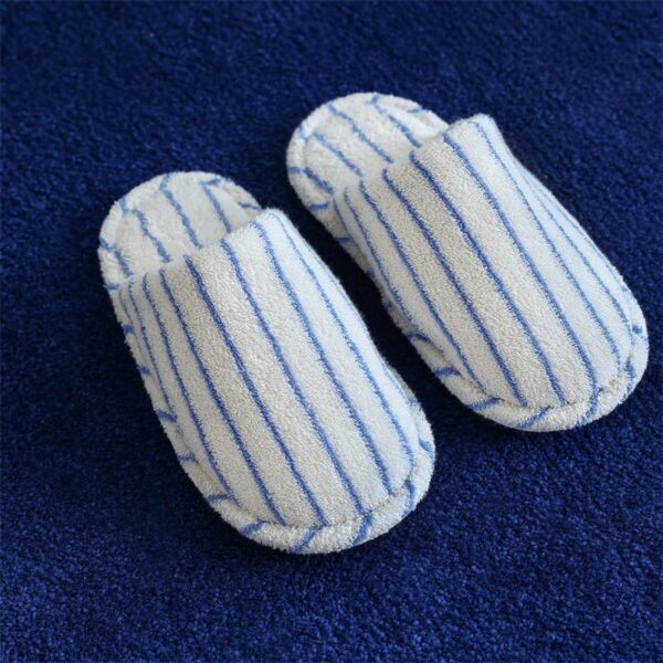 Alternative view of Thin Striped House Slippers / White