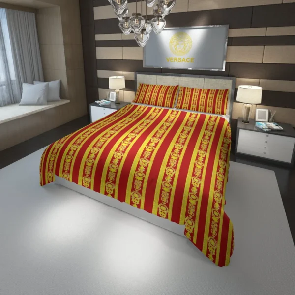 Versace Red Golden Logo Type 132 Bedding Sets Hyperbeast Bedroom Covers Bed   Fashion Brand Luxury Ideas Sheets Duvet