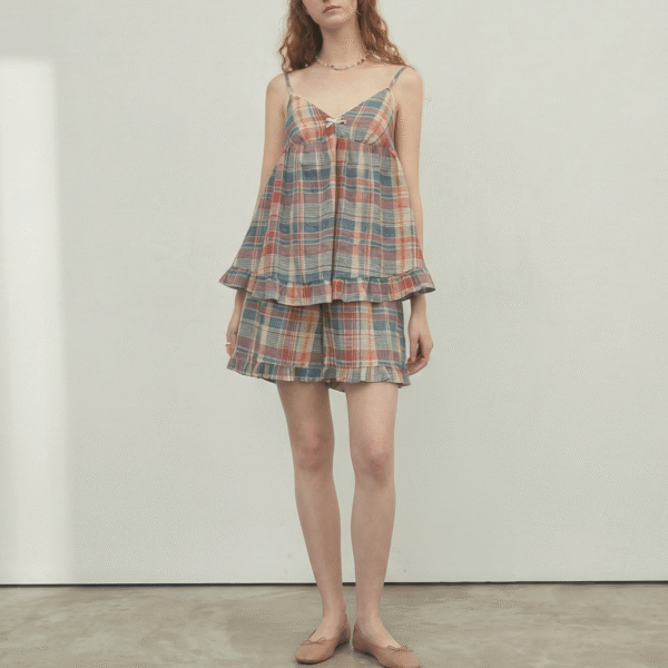 Alternative view of Vintage Inspired Plaid Tank Shorts Pajama Set